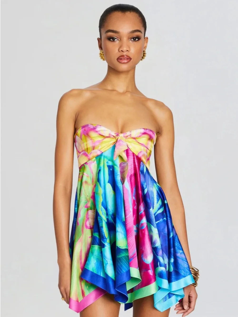 Retrofete Multicolor Strapless Mini Dress — Blue & Pink - Picture 6 of 6